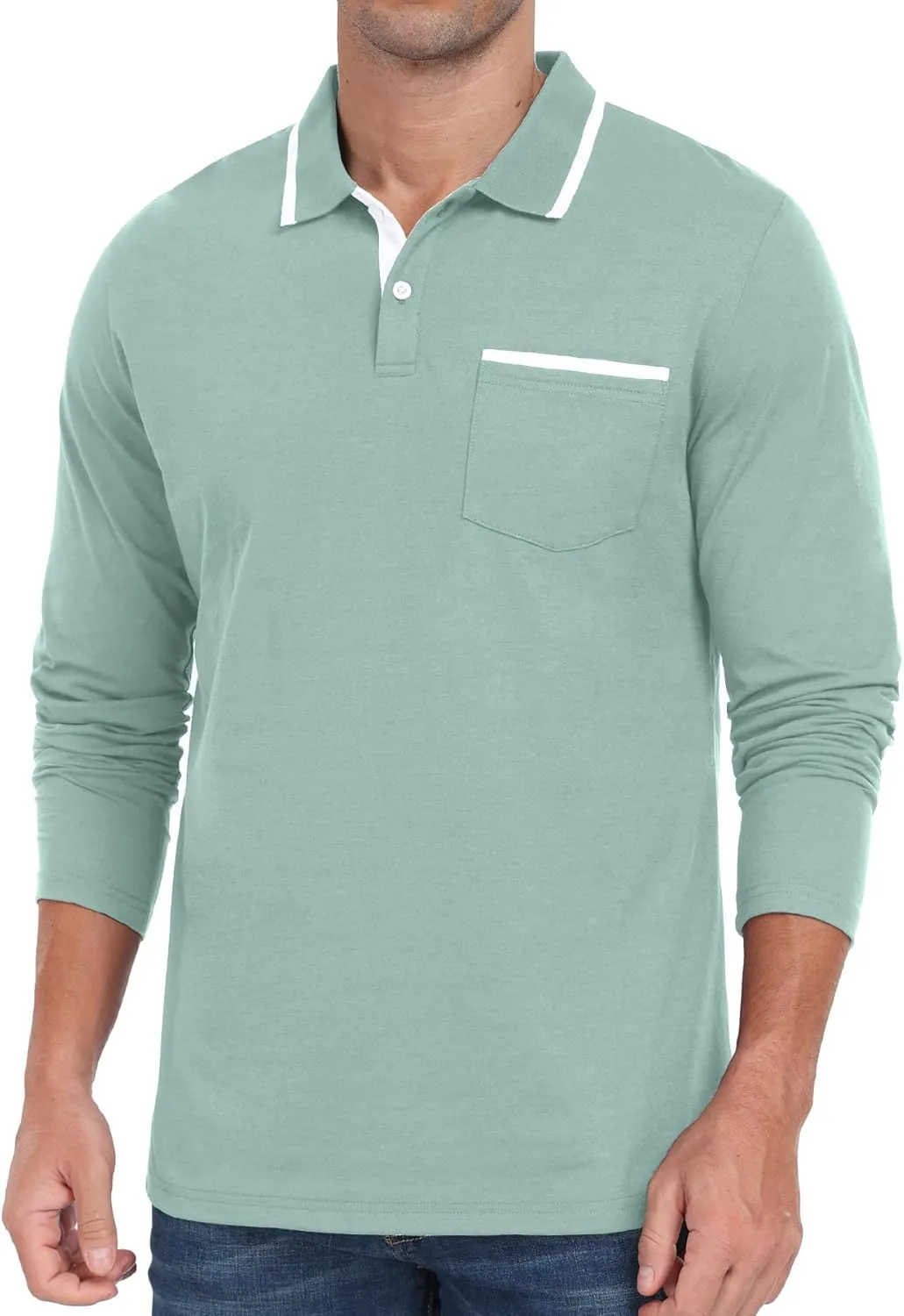 Askdeer Men's Polo Shirts Cotton Short Sleeve Polo T Shirt Classic Casual Golf Collar Tee with Pocket