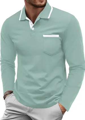 Askdeer Men's Polo Shirts Cotton Short Sleeve Polo T Shirt Classic Casual Golf Collar Tee with Pocket