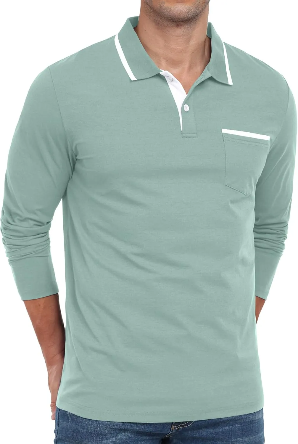 Askdeer Men's Polo Shirts Cotton Short Sleeve Polo T Shirt Classic Casual Golf Collar Tee with Pocket