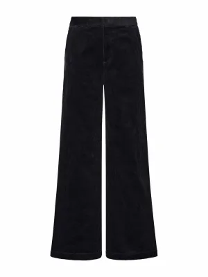 Black corduroy wide leg trousers