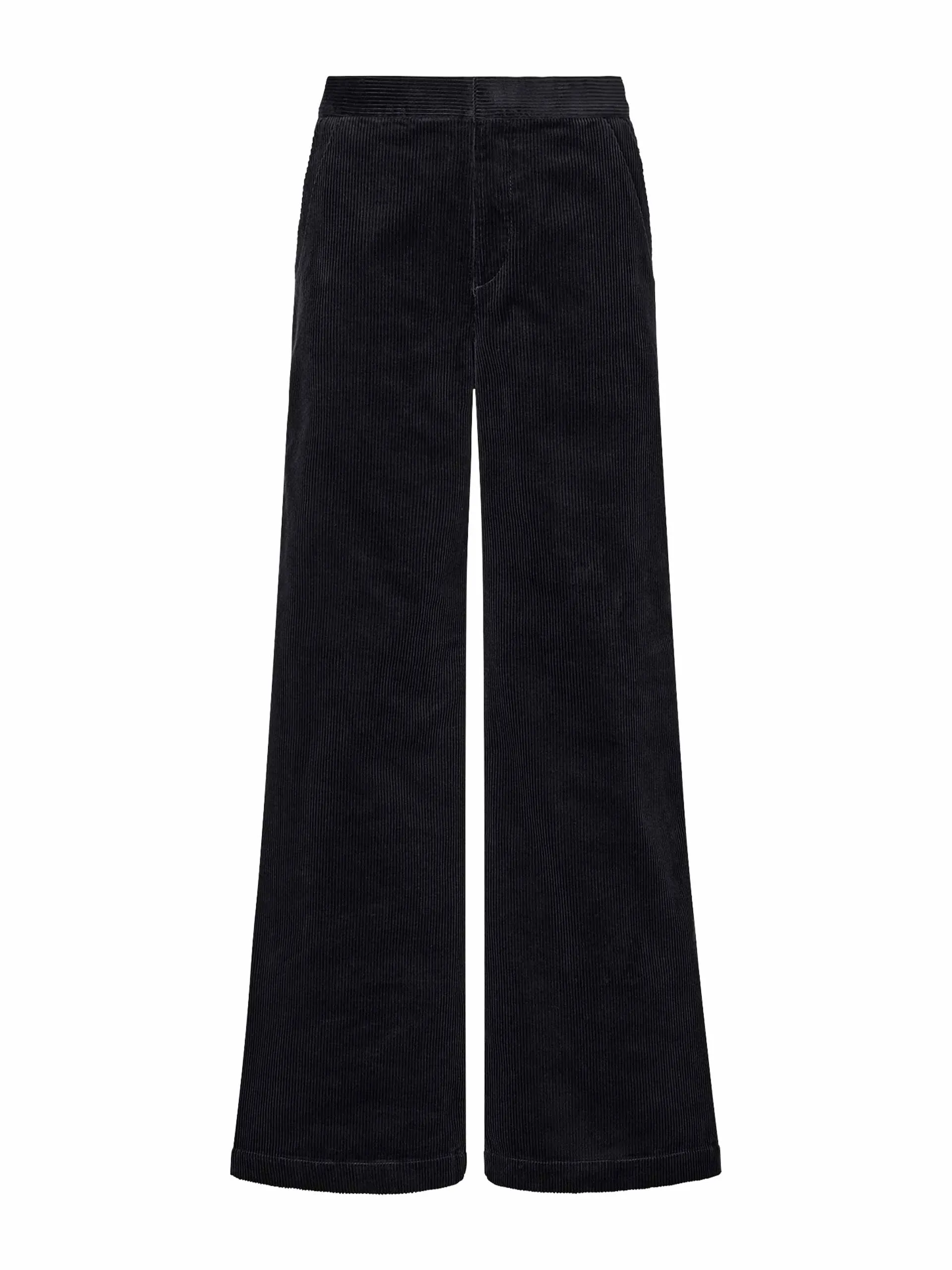 Black corduroy wide leg trousers