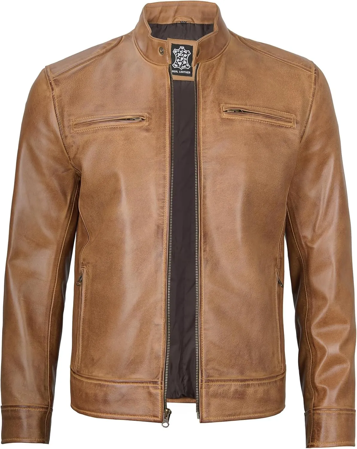 Blingsoul Leather Jackets For Men - Real Lambskin Motorcycle Style Mens Leather Jacket