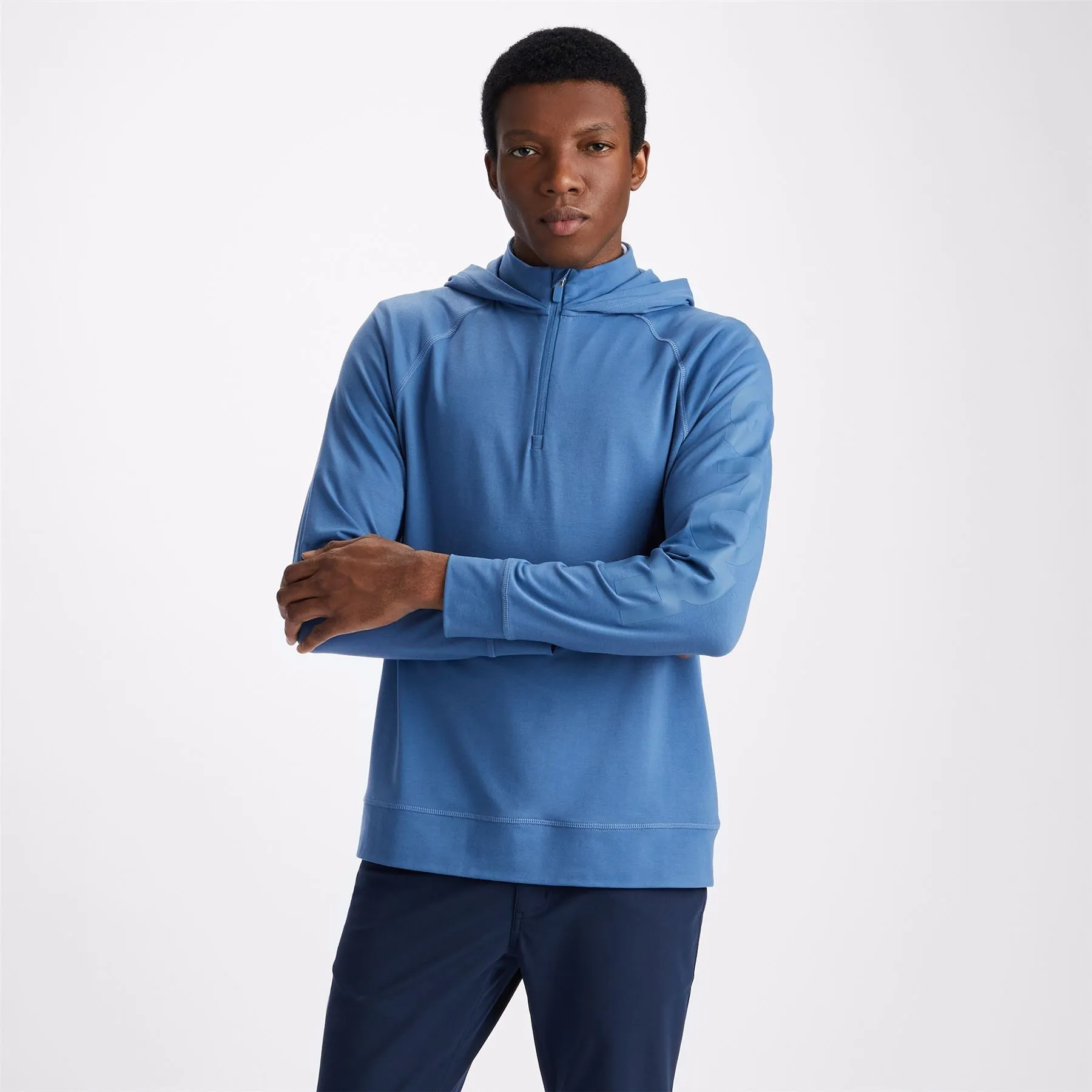 Hooded Luxe Quarter Zip Mid Layer Slate - AW23