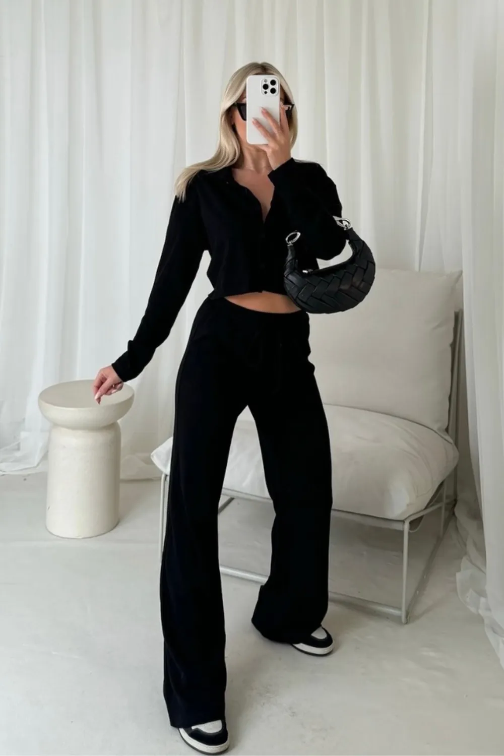 Kimmy black button up ribbed co ord