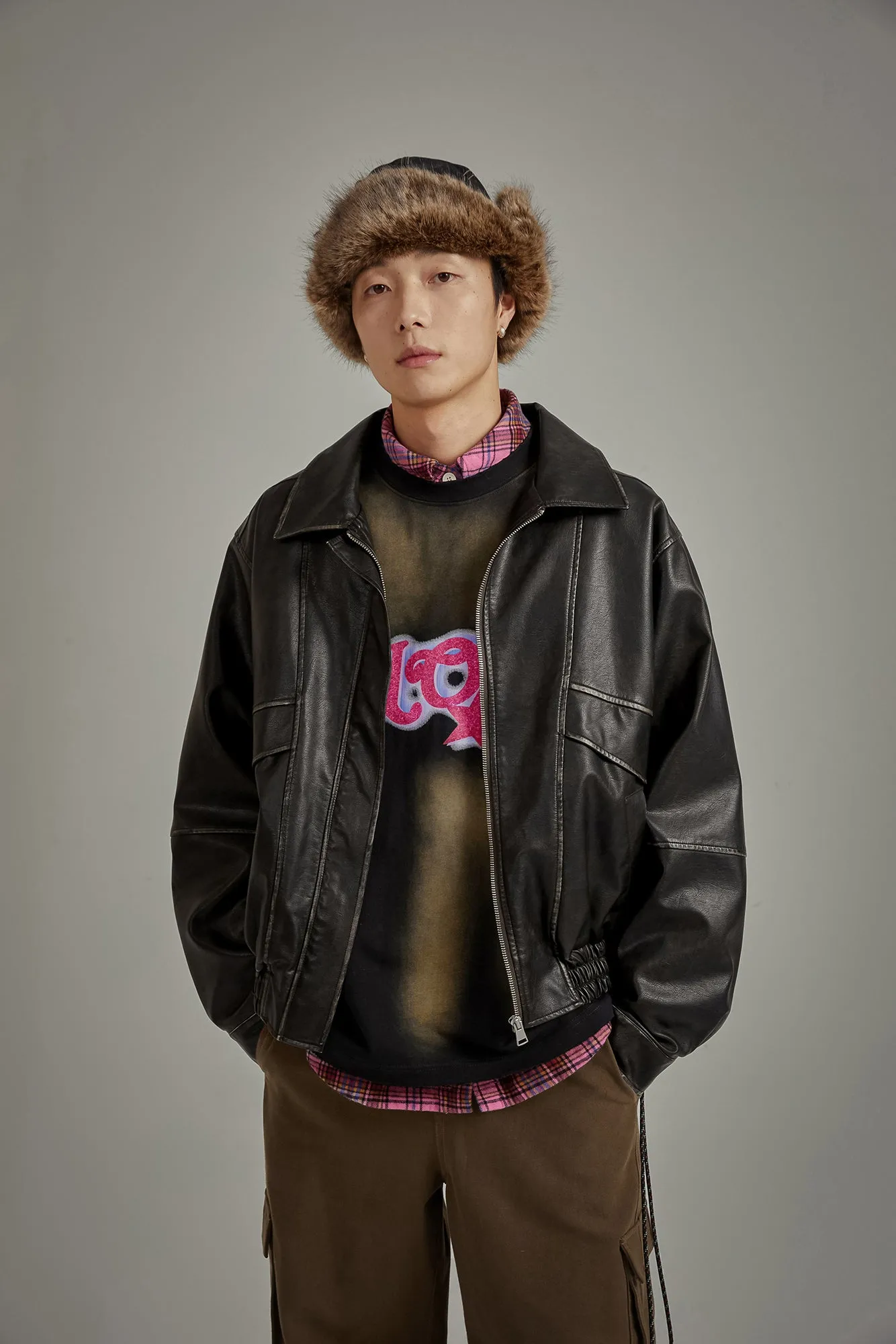Leather Back Logo Jacket