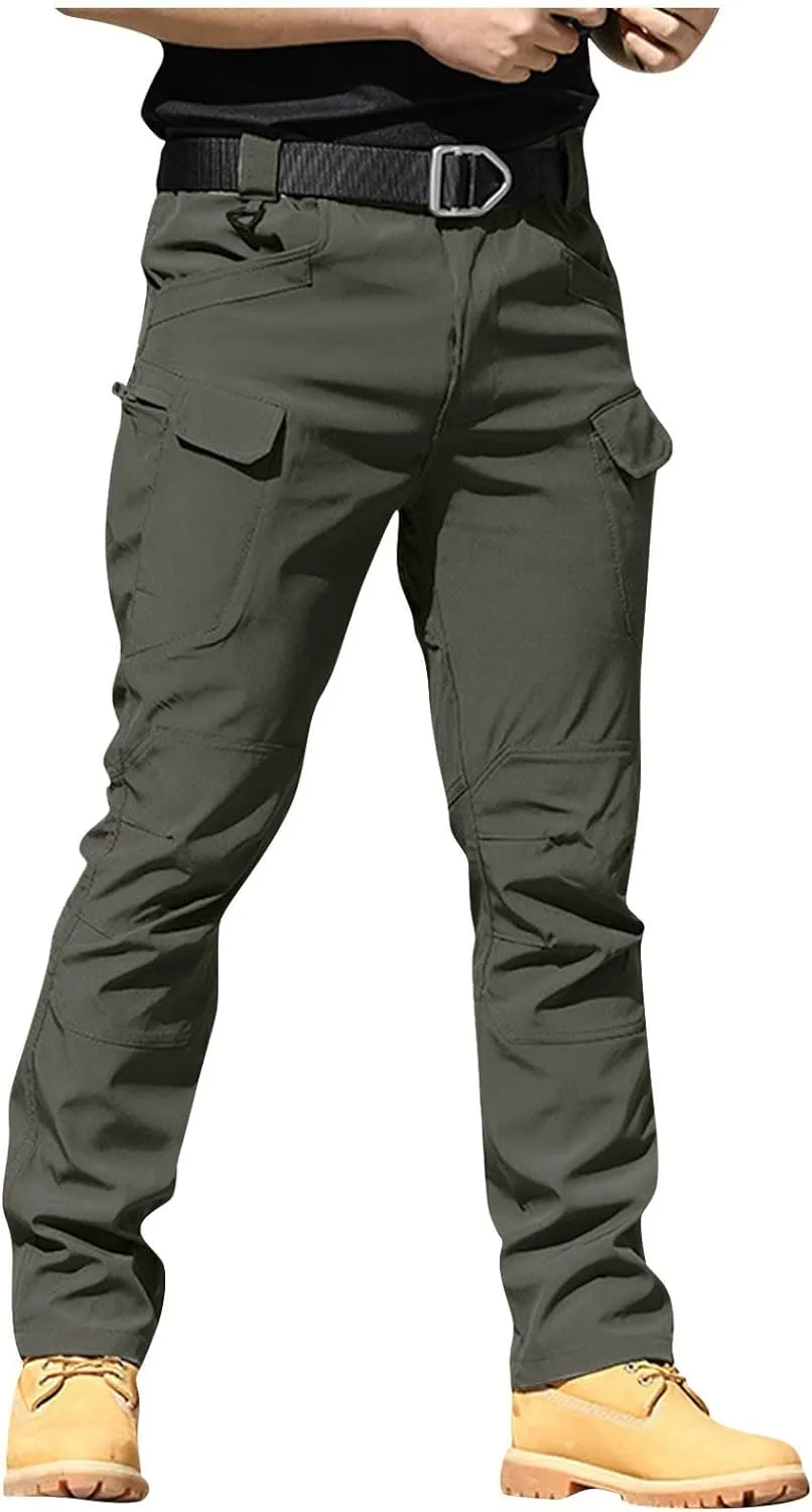 Mens Cargo Pants Baggy Outdoor Waterproof Hiking Work Pants Stretch Multi Pockets Lightweight Classic Tactical Sweatpant