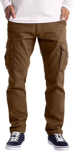 Mens Cargo Pants Slim-Fit Stretch Straight Leg Sweatpants Lightweight Hiking Pants Workout Athletic Pants with Zipper Pockets