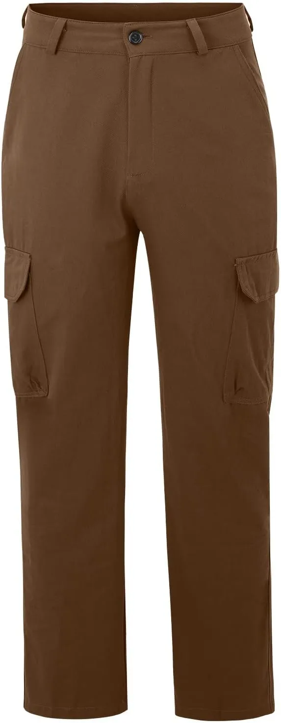 Mens Cargo Pants Slim-Fit Stretch Straight Leg Sweatpants Lightweight Hiking Pants Workout Athletic Pants with Zipper Pockets