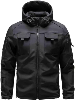 Men's Tactical Jacket Concealed Hooded Softshell Coats Fleece Lined Winter Windproof Warm Military Hiking Jackets