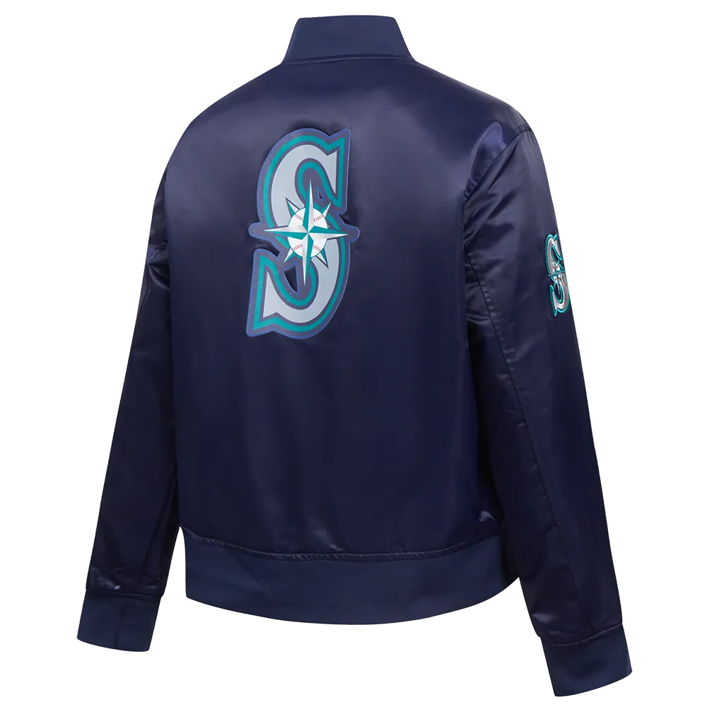 MLB SEATTLE MARINERS CLASSIC WOMEN'S SATIN JACKET (MIDNIGHT NAVY)