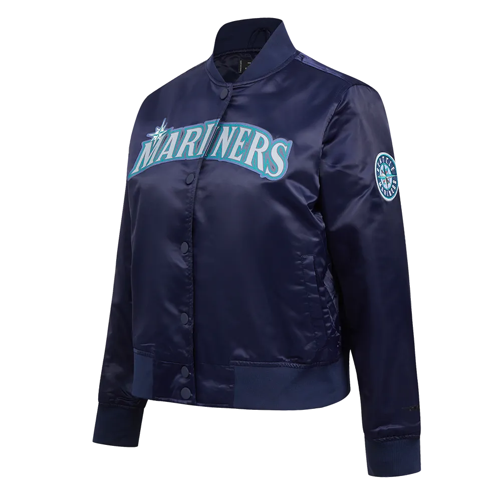 MLB SEATTLE MARINERS CLASSIC WOMEN'S SATIN JACKET (MIDNIGHT NAVY)
