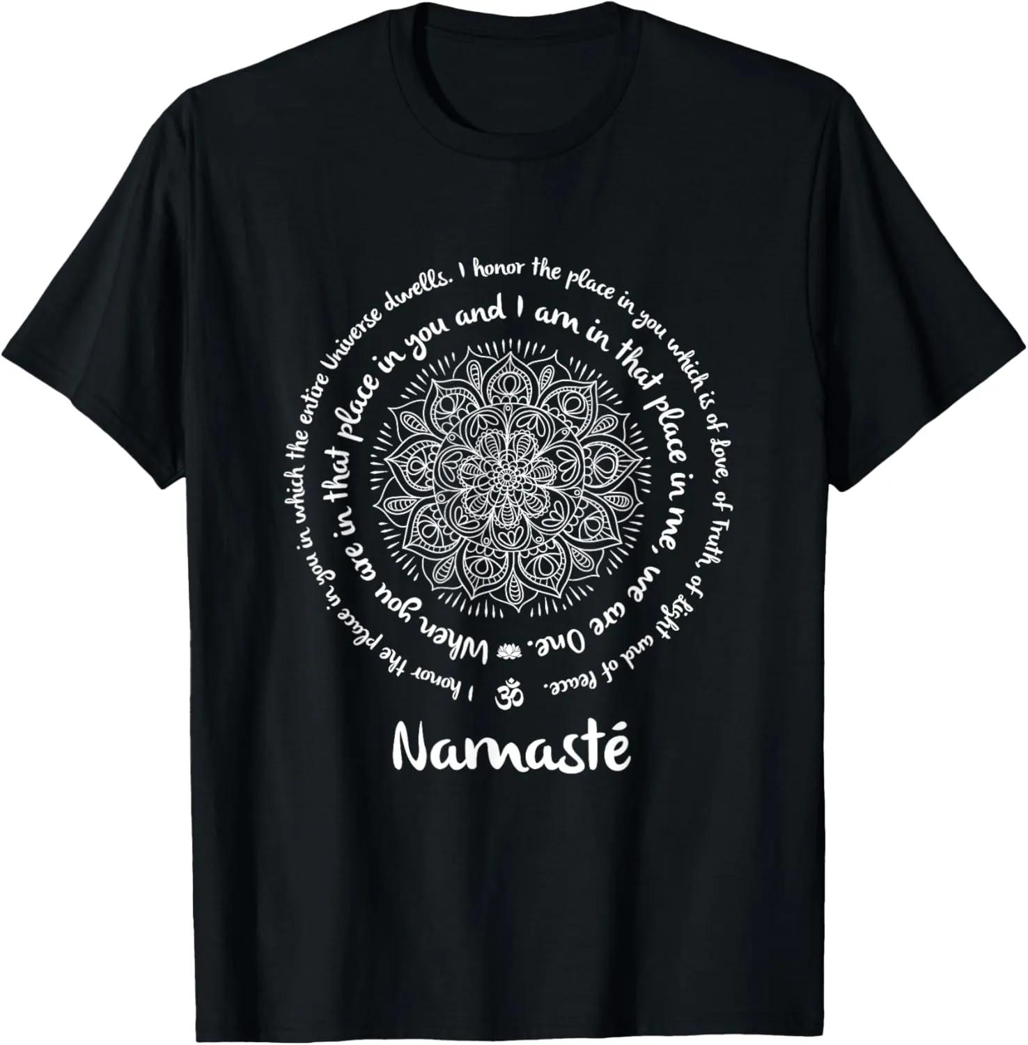 NAMASTE WE ARE ONE Meditation Sayings Mandala Yoga Inspired T-Shirt