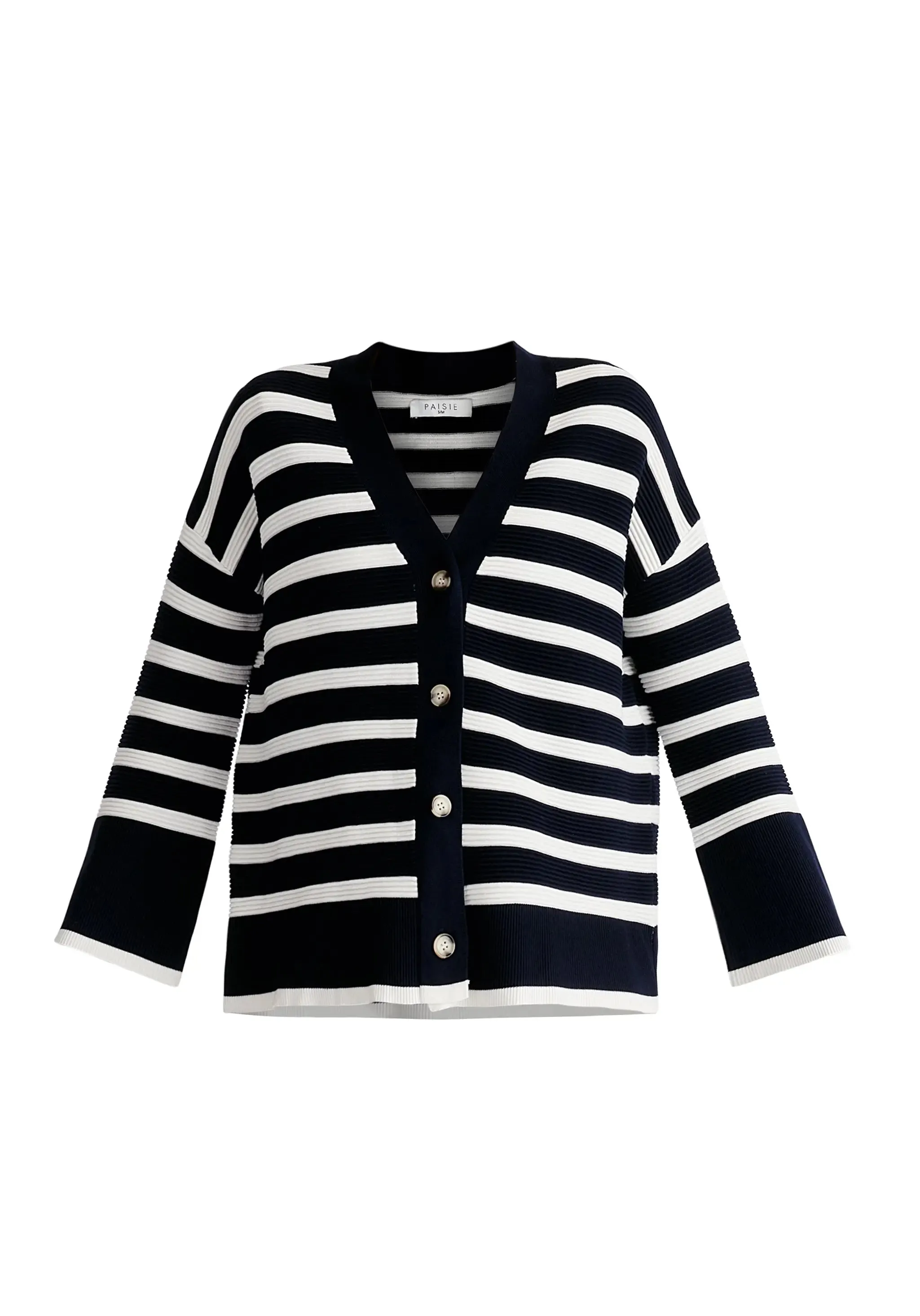 Navy and White Paisie Striped Ribbed Cardigan