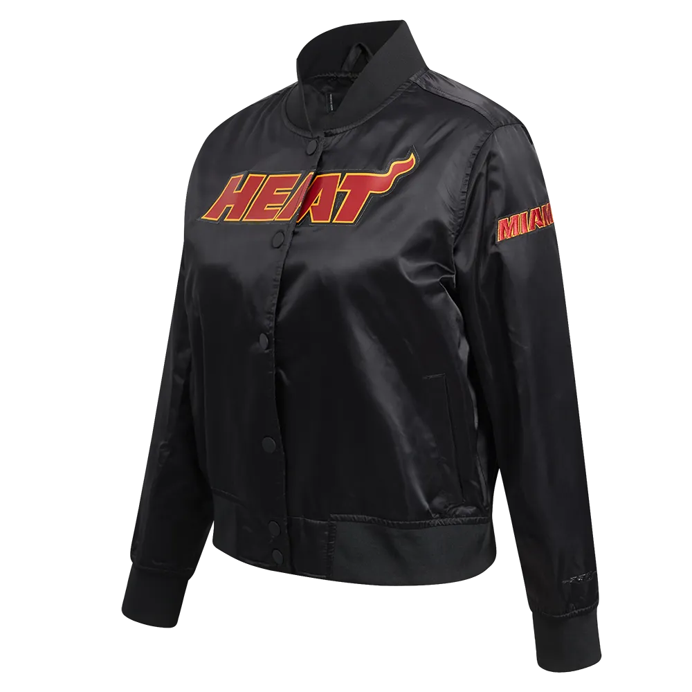 NBA MIAMI HEAT CLASSIC WOMEN'S SATIN JACKET (BLACK)