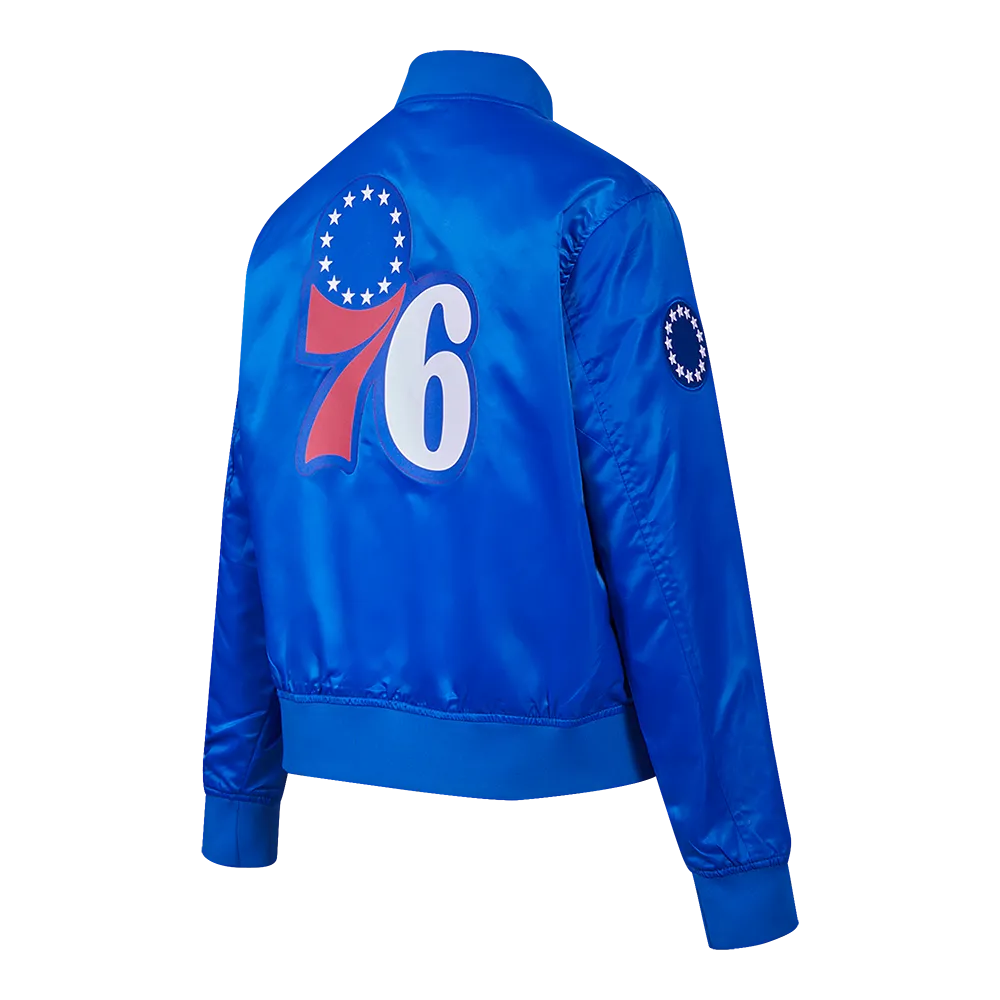 NBA PHILADELPHIA 76ERS CLASSIC WOMEN'S SATIN JACKET (ROYAL BLUE)