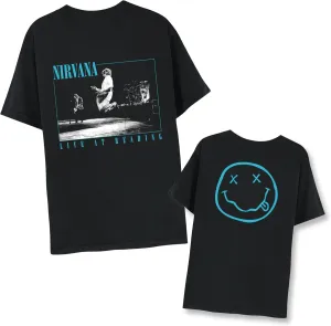 Nirvana Live at Reading Front & Back Adult Black Short Sleeve T Shirt 90s Music Vintage Style Graphic Tee