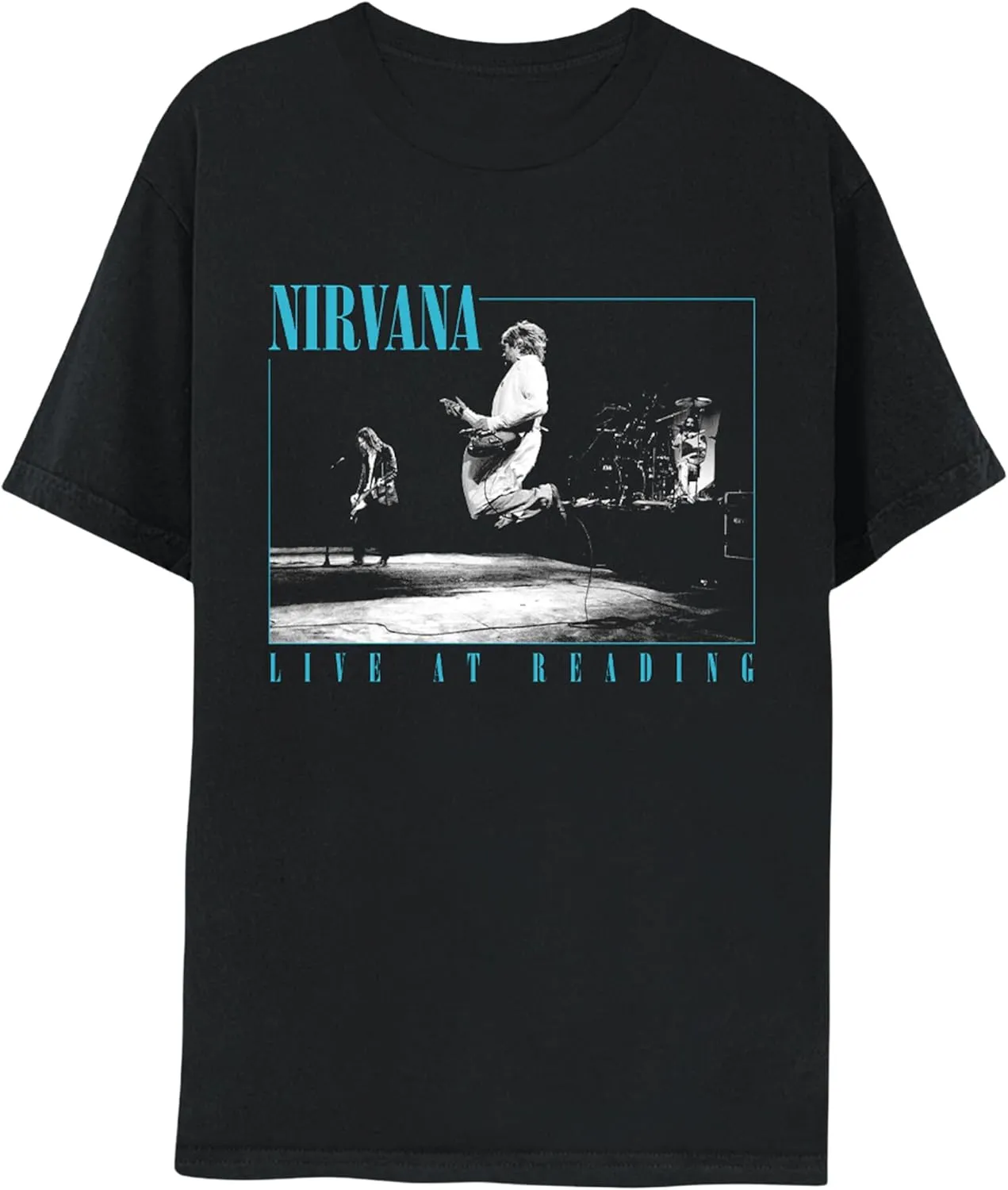 Nirvana Live at Reading Front & Back Adult Black Short Sleeve T Shirt 90s Music Vintage Style Graphic Tee