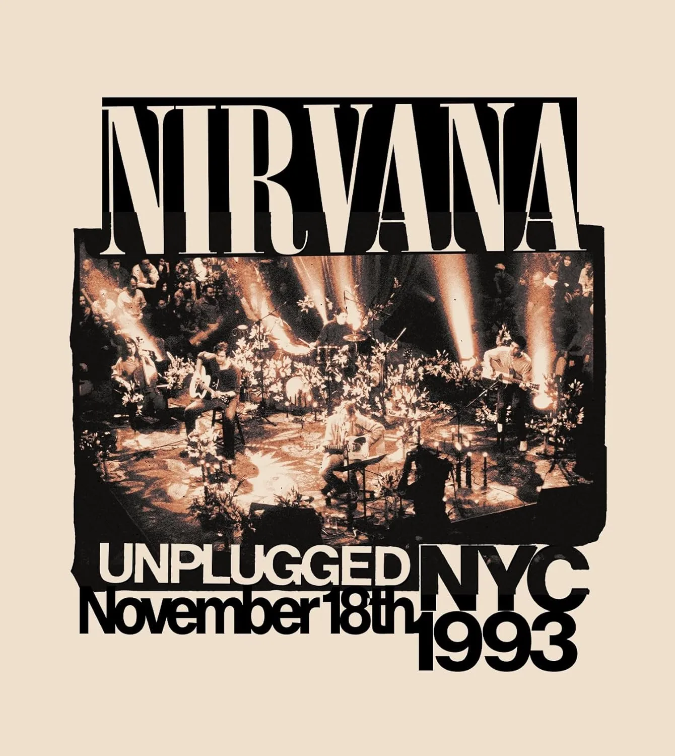 Nirvana MTV Unplugged 1993 Adult Short Sleeve T Shirt Vintage Style 90s Grunge Retro Style Graphic Tees