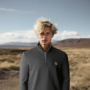 Paul Smith Half Zip Sweat Top in Black Melange