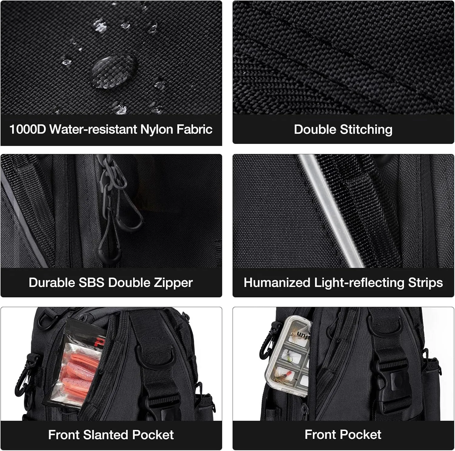 Piscifun Fishing Tackle Backpack with Rod & Gear Holder, Lightweight Outdoor Water-Resistant Fishing Shoulder Storage Bag