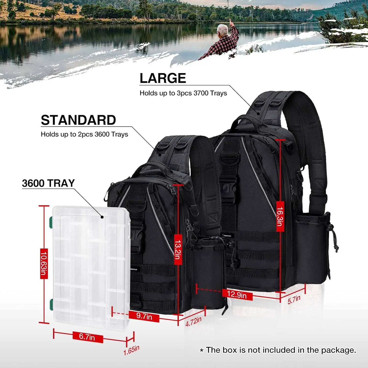 Piscifun Fishing Tackle Backpack with Rod & Gear Holder, Lightweight Outdoor Water-Resistant Fishing Shoulder Storage Bag