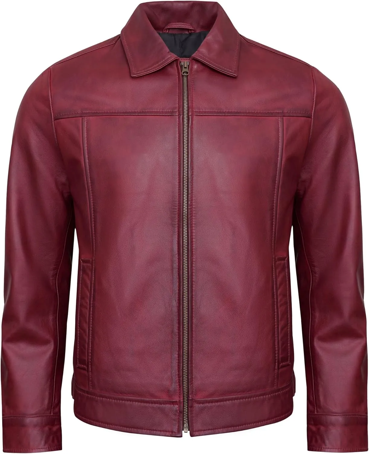 Vintage Leather Jacket Mens - Real Lambskin Classic Turn Down Collar Leather Jackets For Men