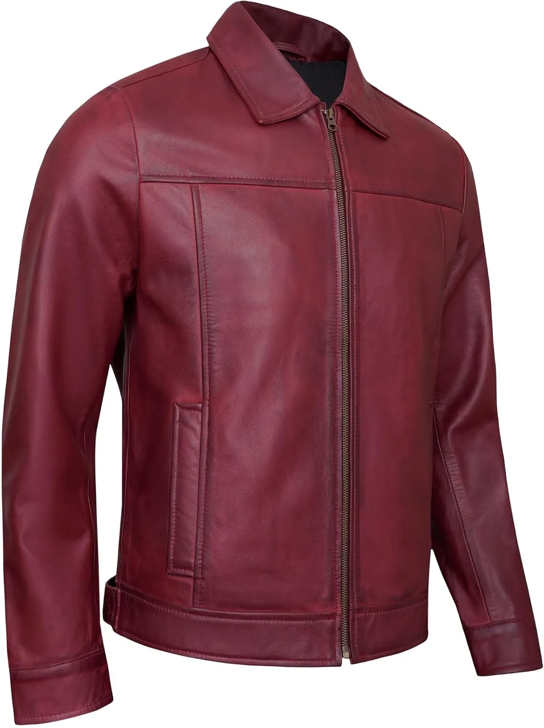 Vintage Leather Jacket Mens - Real Lambskin Classic Turn Down Collar Leather Jackets For Men