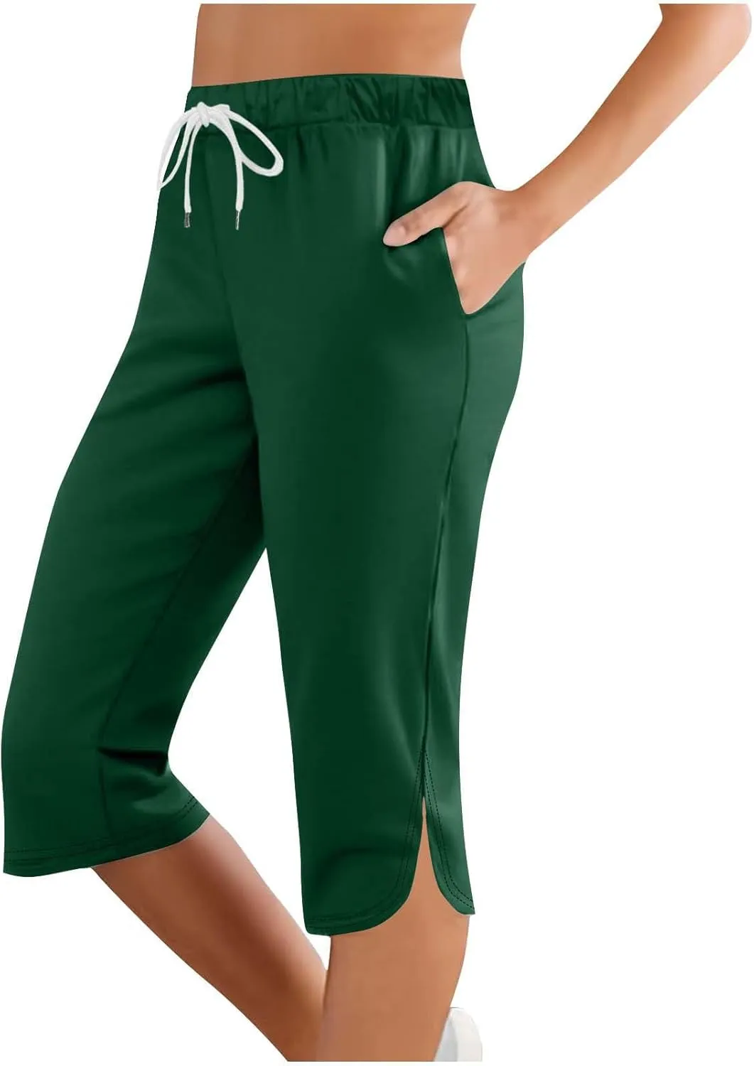 Women's Lightweight Capri Pants & Leggings with Elastic Waist Drawstring Stretch Cropped Workout Yoga Hiking Trousers