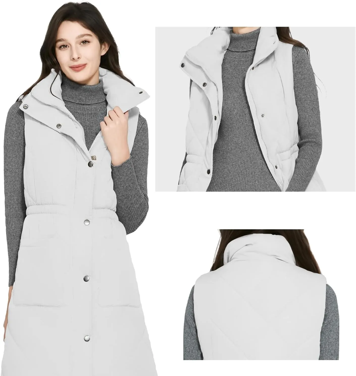 Women's Outerwear Vests Sleeveless Extra Long Quilted Warm Cotton Vest