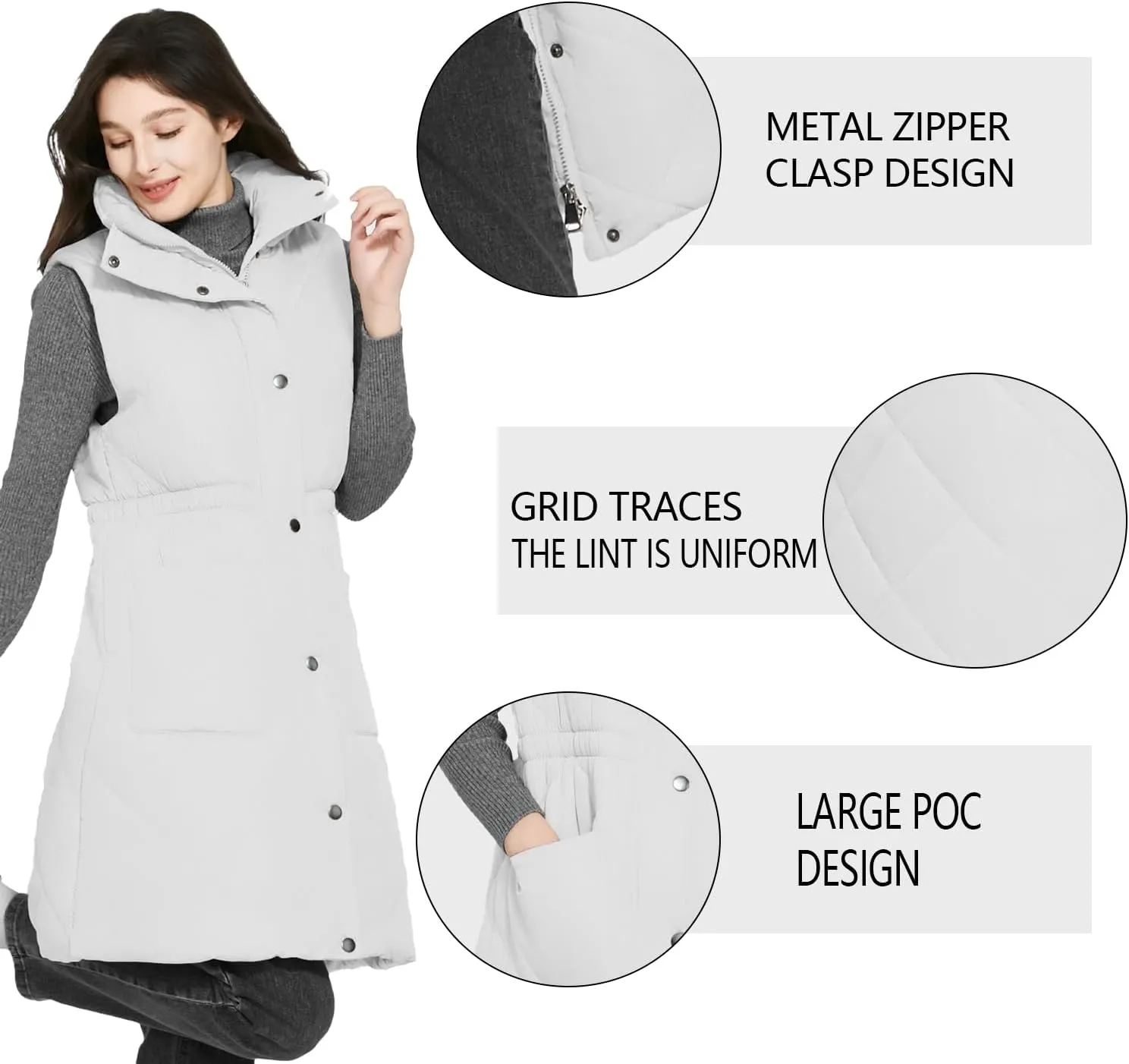 Women's Outerwear Vests Sleeveless Extra Long Quilted Warm Cotton Vest