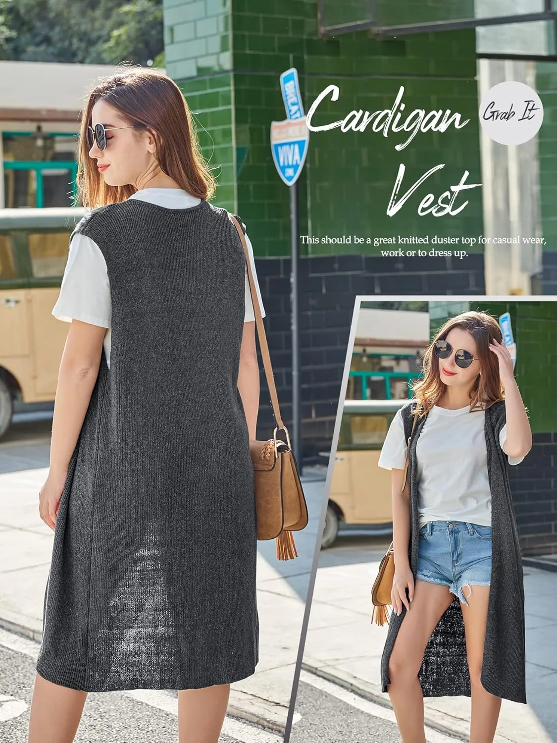 ZXZY Women Casual Sleeveless Open Front Tunic Vest Long Cardigan Tops Coat